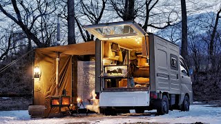 Winter Car Camping in Sub-Zero Temperatures | Cooking Hot Pot on Wood Stove | Relaxing nature ASMR