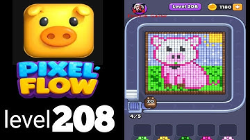 Pixel Flow level 208 hard Walkthrough Solution