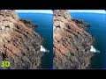 3D video, Drone 3D, Flying over Rocky Shore, 3D Aerial video, Magic eye, Stereo 3D video