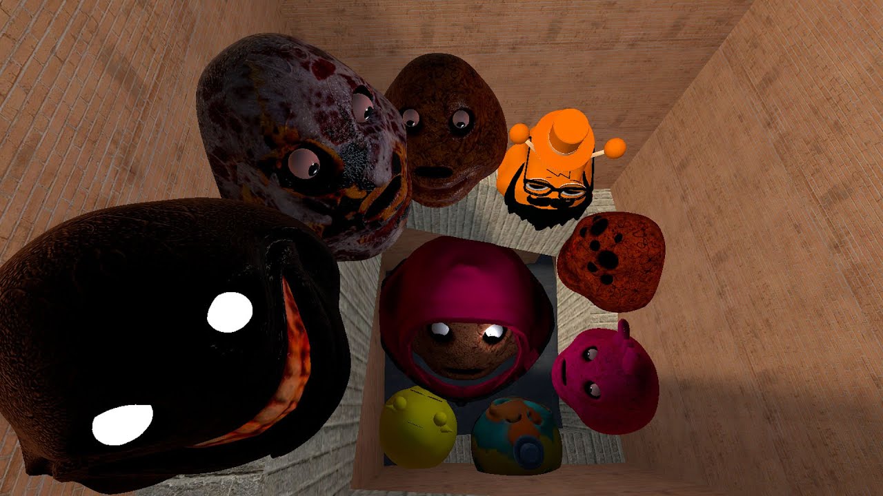 🌀SPARTAN KICKING POU BOU FAMILY FROM BOU'S REVENGE Of POU and SPRUNKI POU in BIG MAZE Garry's Mod