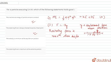 For a particle executing S.H.M. which of the following statements holds good :  | 11 | OSCILLATI...