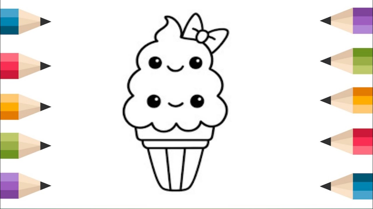 How To Draw cute Ice-cream Drawing, Painting & Coloring For Kids and Toddlers_ Child Art 🎨🎨☺️☺️☺️