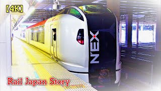 E259 NARITA Express, Airport Access Train, arriving & departing at Shinjuku Station | Train Japan
