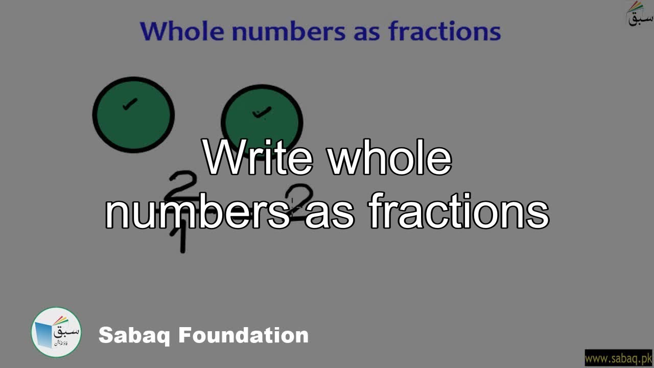 Write whole numbers as fractions, Math Lecture  Sabaq.pk