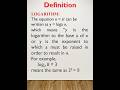What is Log (Logarithm)? #log #logarithm #maths #power #base #exponents #mathshorts #new