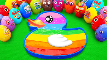 Satisfying ASMR | How to Make Rainbow Duck Bathtub by Mixing SLIME in Smiling Critters CLAY Coloring