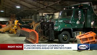 Concord and DOT looking for plow drivers ahead of winter storm