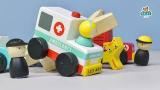 Fa mentőkocsik Emergency Vehicles Tender Leaf Toys