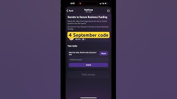 Secrets to Secure Business Funding Tapswap YouTube video code today 4 September || #tapswapcode