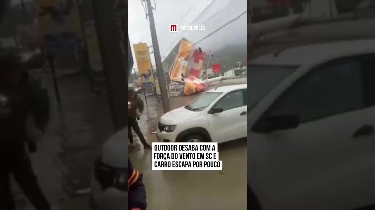 Outdoor desaba com a força do vento em Santa Catarina
