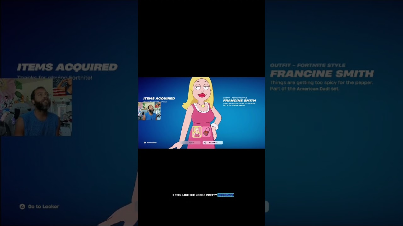 American dad Francine in Fortnite with Rock Mercury use code RockMercury in the item shop