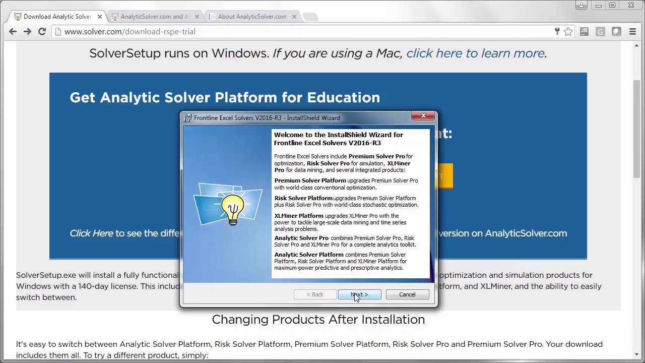 Installing Analytic Solver For Desktop Excel