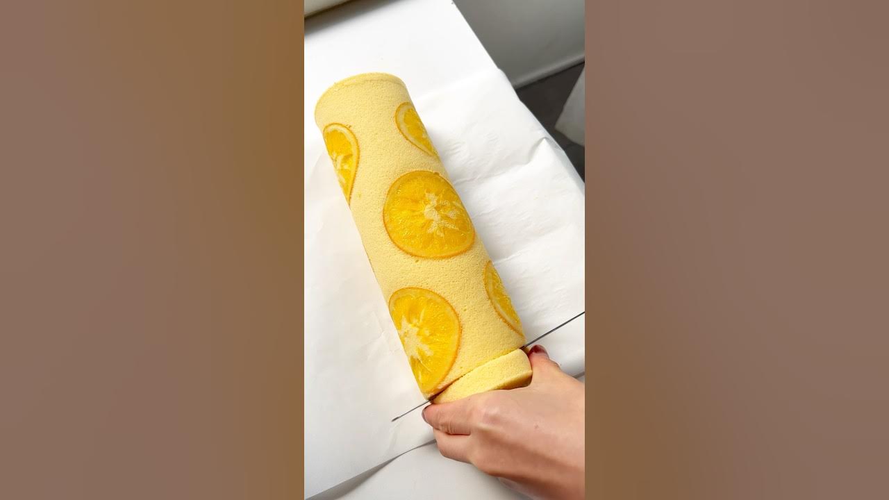 Roll up a cake roll: orange cake roll #shorts #softcake #cakeroll Roll up a cake roll: orange cake roll #shorts #softcake #cakeroll