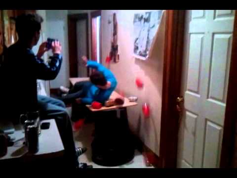 Adam does a beer pong table dive.. Then does it ag...