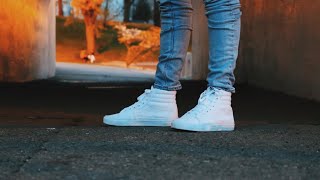 vans sk8 hi black and white on feet