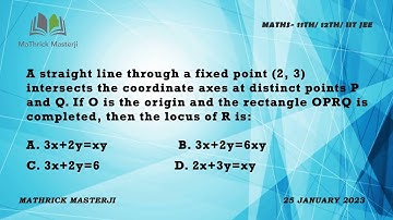 A straight line through fixed point (2,3) intersects the coordinate axes at distinct| IIT JEE| 25JAN