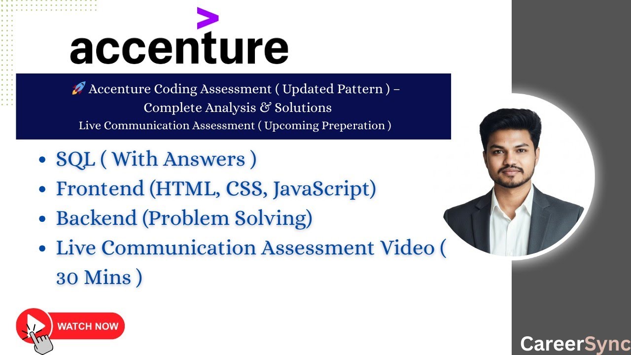 Accenture Coding Assessment 2025 | Updated Pattern, SQL, Frontend ...
