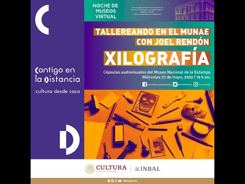 Tallereando en el MUNAE con Joel Rendón. Xilografía