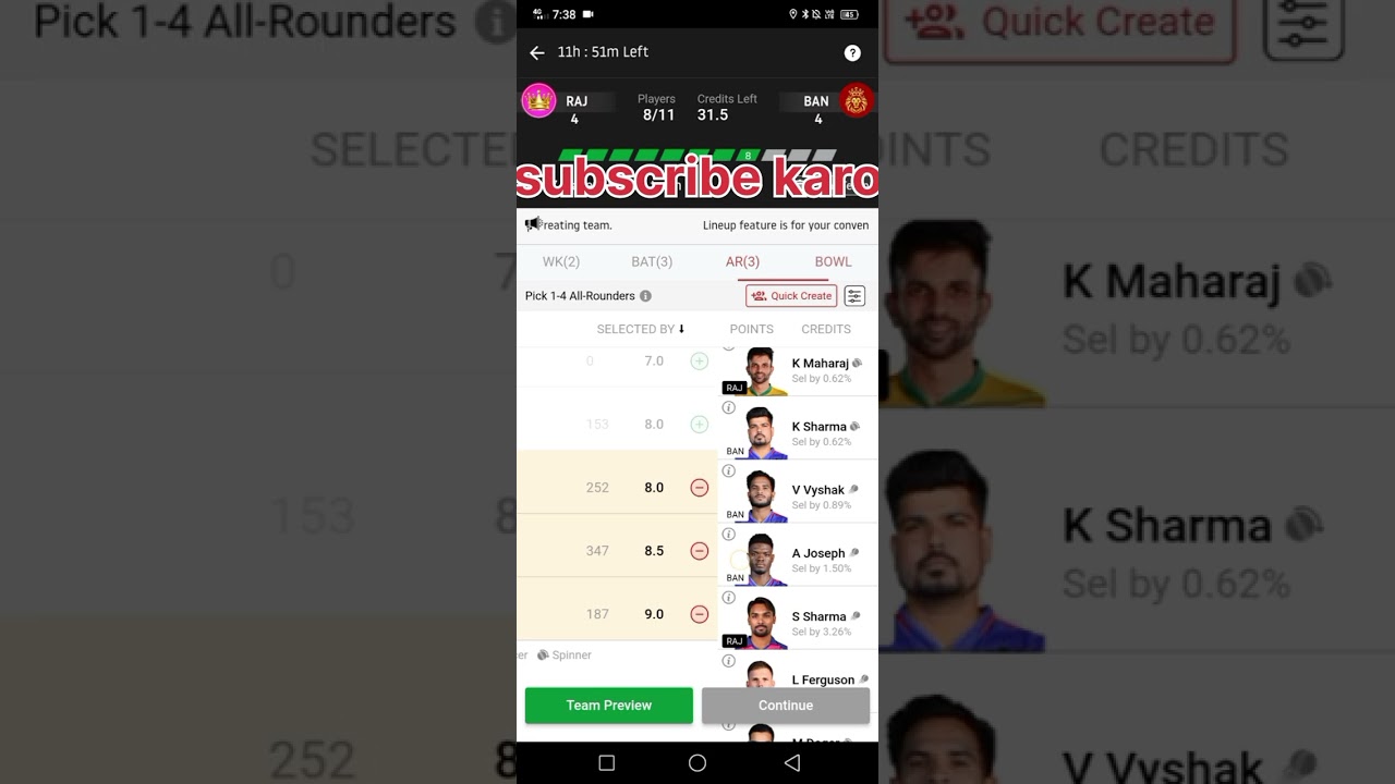 RR VS RCB  DREAM 11 PREDICTION 