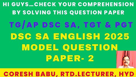 DSC SA ENGLISH 2025 MODEL QUESTION PAPER- 2