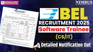 BEL Software Trainee Recruitment 2025 | BEL Software Trainee Vacancy 2025| Detailed Notification Out screenshot 2