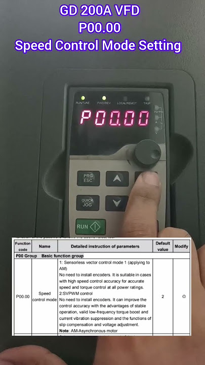 INVT GD 200A VFD l Speed Control Mode Setting (P00.00) #invt #gd200A
