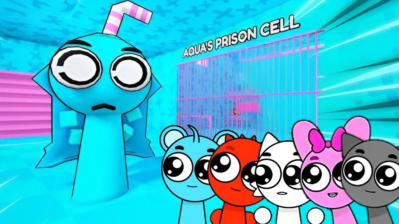 Sprunki Baby Sky, Raddy, Wenda, Pinki & Gray Played Aqua Splanki's Prison Escape Obby in ROBLOX 