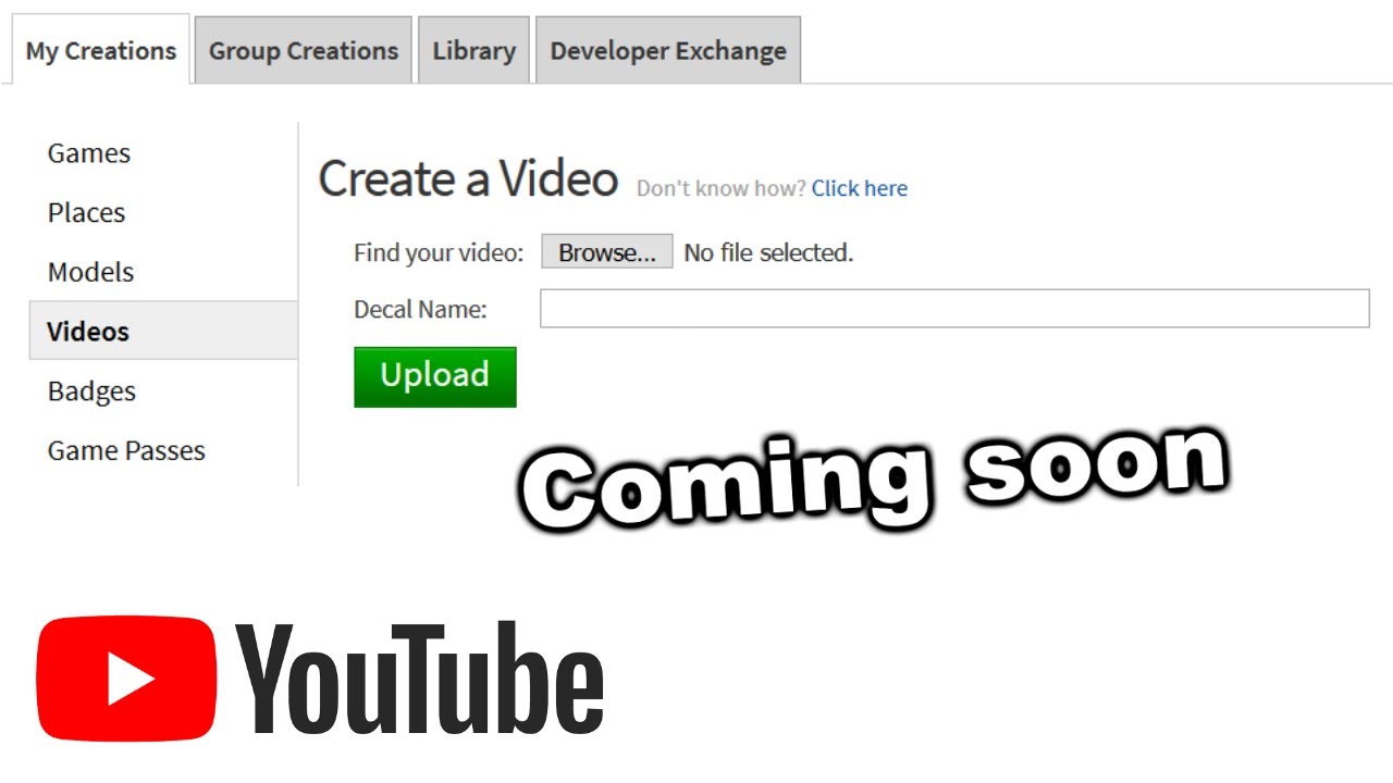 You Can Upload Videos To Roblox Soon Youtube - how to upload a video from roblox