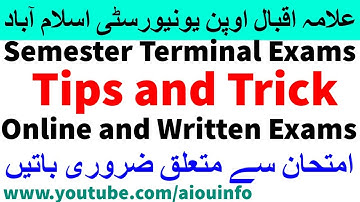 AIOU Exams Tips for online and Semester Terminal Exams (STE) | AIOU INFO