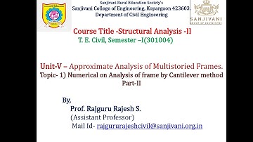 Analysis of frame by Cantilever method Part II