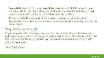 Understanding Variable Scope in C+ + : Why You Need to Redeclare Variables in Loops