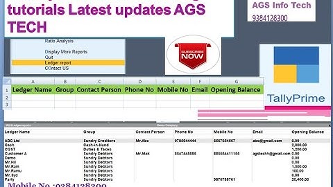 How to Create Ledgers reports in Tally Prime Free Learning tutorials Latest updates AGS TECH CodeTDL