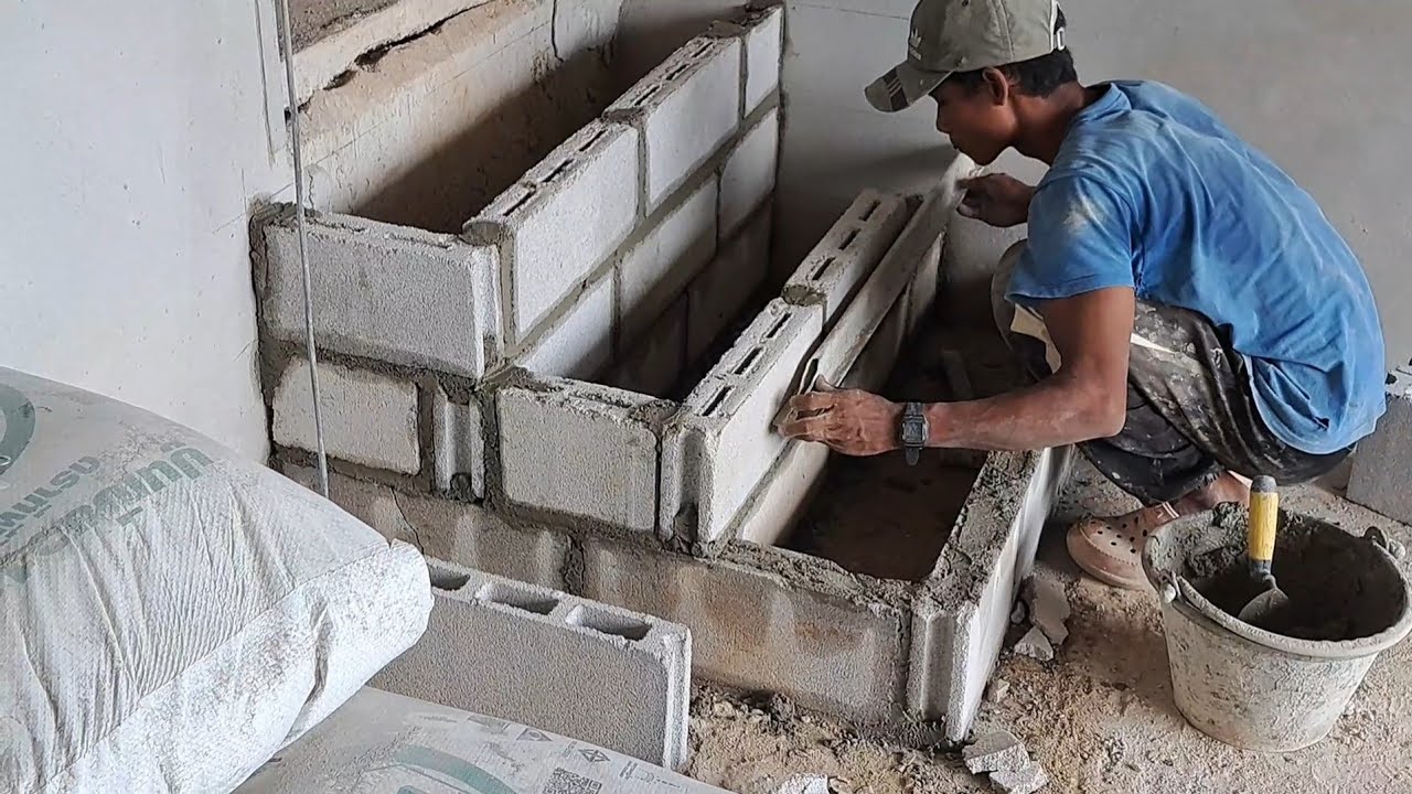ก่ออิฐบล็อกทำขั้นบันได 3 ขั้น ตามหลักฮวงจุ้ย แบบนี้ก็ทำได้นะคร๊าบ