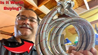 2-pack premium stainless steel washing machine hoses - 5 FT no-lead burst proof red and blue Wealth