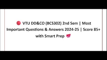 🔴VTU DD&CO (BCS302) 3rd Sem | Most Important Questions & Answers 2024-25 |Score 85+ with Smart Prep💯
