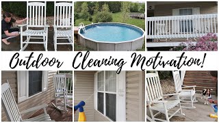 ✨NEW✨ OUTDOOR CLEANING MOTIVATION! CLEANING WINDOWS + ROCKING CHAIRS + ABOVE GROUND POOL.