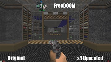 Definitive way to Play Latest version of FreeDOOM with x4 Nerual upscale packs.