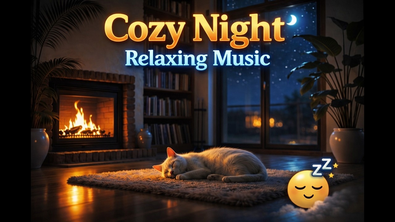 Deep Sleep Music 🌙 Cozy Fireplace & Peaceful Night | Relaxing Ambient Sounds