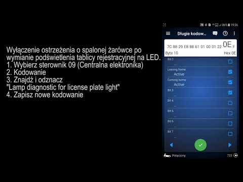 OBDeleven PRO - dezaktywacja ostrzeżenia spalonej żarówki podświetlenia tablicy
