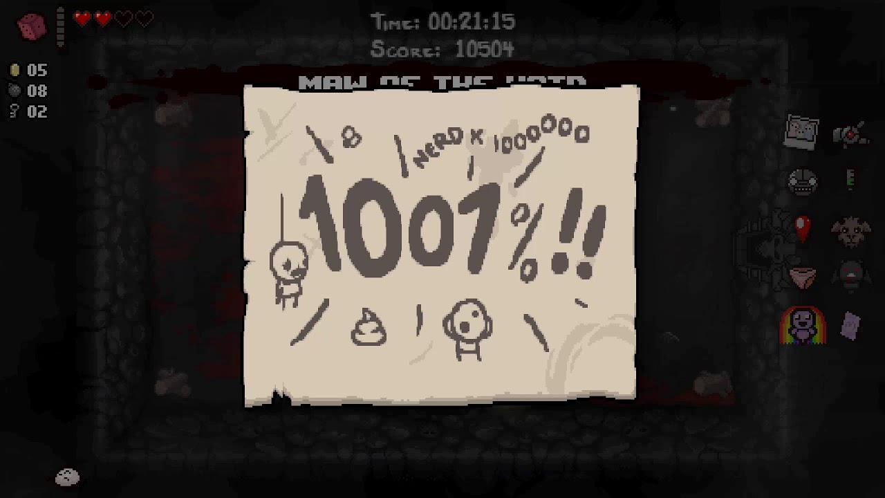 Getting 1001% Nerd achievement in Afterbirth!