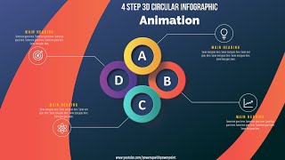 54.Create 4 Step 3D circular infographic Animation|Powerpoint Animations