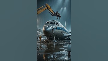 Incredible scrapyard of crashed airplane and vehicles#airplane #vehicles #shorts #ytshorts #industry