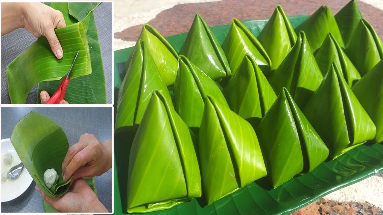 วิธีห่อขนมเทียน ตัดใบตองแบบนี้ หัวแหลมทรงสวยห่อง่ายๆ มือใหม่ก็ห่อได้ Asia Food Secrets