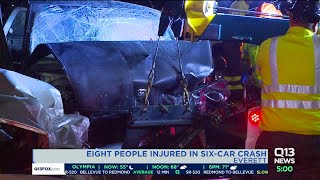 8 hospitalized after six-vehicle crash in Everett