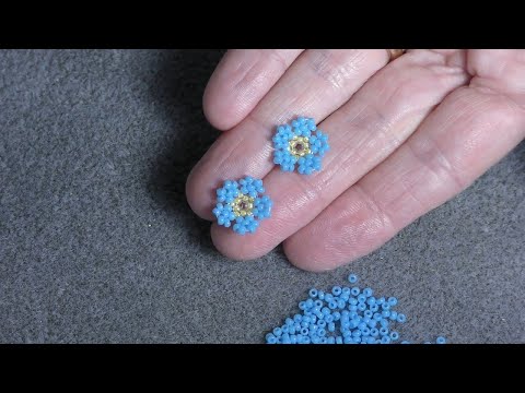 Tutorial: Another way Forget me not Beaded Flower. Незабудка из бисера