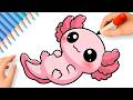 HOW TO DRAW A CUTE AXOLOTL EASY ????????