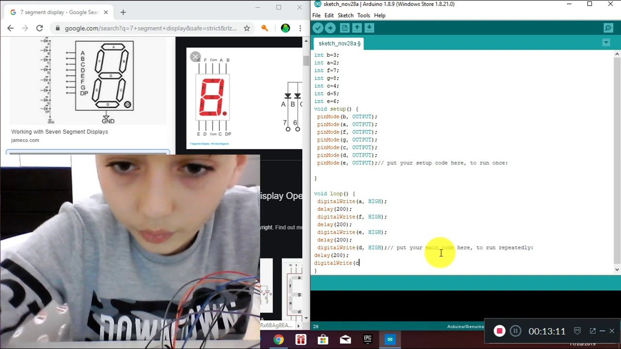 7-segment-1-digit programming on arduino - YouTube