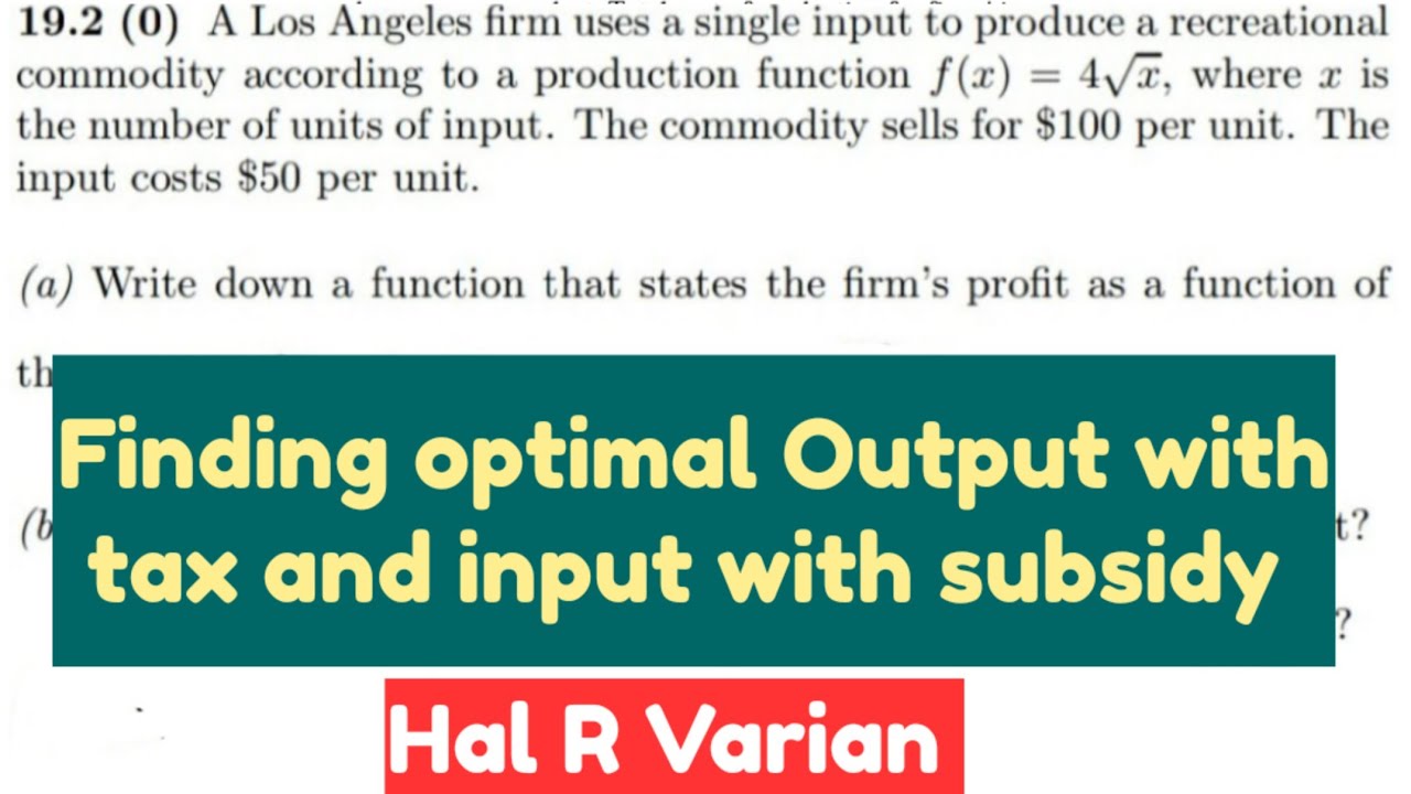 Production Function Profit maximising input and output level Production Function Profit maximising input and output level
