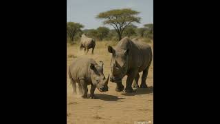 ПОЕДИНОК НОСОРОГОВ #wildlife #savanna #animals #nature #elephants #rhinoceros #lion #hippopotamus