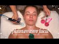 ASMR Relaxing Facial Crystal Healing Green Bubble Cleanse Dermaplaning